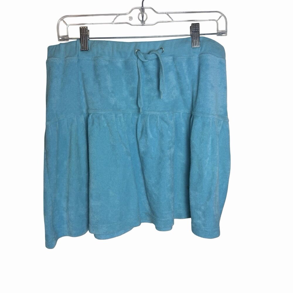 Y2k Tiered Terry Cloth Mini Skirt Oleg Cassini Sport Women’s Size XL Blue Golf